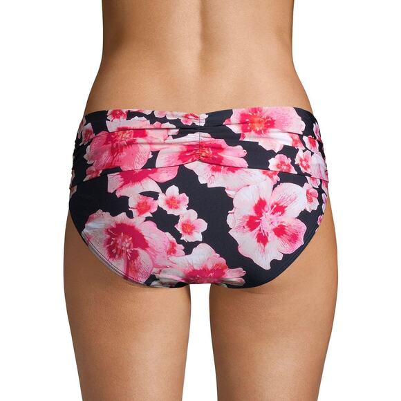 DKNY NAVY FLORAL PRINT Pink Navy Floral Fold-Over Bikini Swim Bottom XXL NWT - Picture 2 of 3